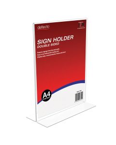 Deflecto Sign Holder Double Sided A4 Portrait (T Shape) (Min Order Qty 2)