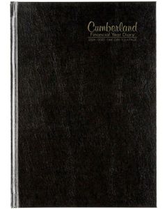 Cumberland Casebound 2024-2025 Financial Year A5 Day to Page Diary Black (Order in Multiples of 6 Only) ***Available March 2024*** Special Order Item