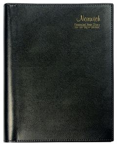 Cumberland Norwich 2024-2025 Financial Year A5 Day to Page Diary Black (Order in Multiples of 6 Only) ***Available March 2024*** Special Order Item