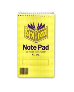 Spirax 541 Note Pad 147x87mm   Top opening 96 page (Min Order Qty 5)