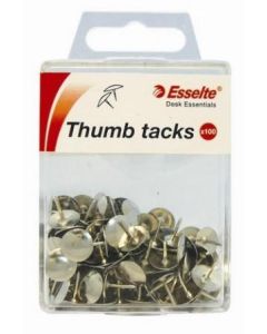 Esselte Thumb Tacks / Drawing Pins Box 100 Silver (Min Order Qty 2) 