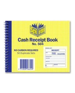 Spirax 504 Cash Receipt Book 102x127mm (Min order Qty 5)