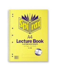 Spirax 598 Lecture Book with Pocket A4 140pg (Order in Multiples of 5)