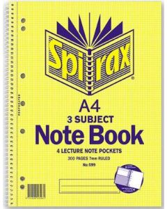 Spirax 599 3 Subject Notebook A4 300 Page (Min Order Qty 5)