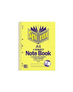 Spirax 606 4 Subject Notebook A4 320 page (Order in Multiples of 5)