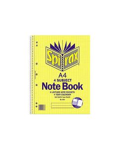 Spirax 606 4 Subject Notebook A4 320 page (MOQ 1)