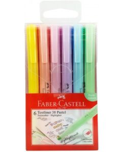 Faber Castell Slim Textliner 38 Highlighter Pastel Assorted Box of 6 (Min Order Qty 2)