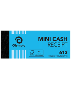 Olympic Carbon Duplicate Mini Cash Receipt Book No. 613 50x125 100 Leaf (Min Order Qty 2)
