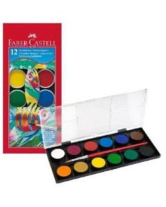 Faber-Castell School Watercolour Paint Pan Pack of 12 + 1 Brush (Min Order Qty 6)