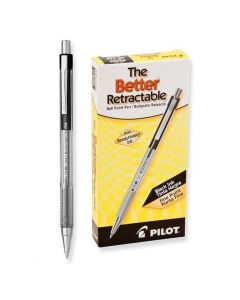 Pilot Retractable Ballpoint Pen Fine Black Bx 12 (Min Ord Qty 1)