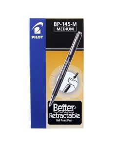 Pilot BP-145 Retractable Ballpoint Pen Medium Black (Bx 12) (Min Ord Qty 1)