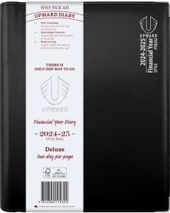 Upward Deluxe Financial Year 2024-2025 B5 Day to Page Diary Black (Min Order Qty 1) ***Available March 2024***