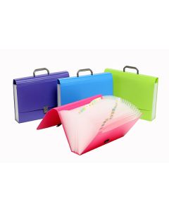 Marbig Foolscap Expanding Case 26 Pocket PP Summer Colours Assorted (Order in Multiples of 4) ***Special Order Item***