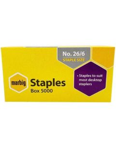 Marbig Staples 26/6 Box of 5000 (Min Order Qty 2) 
