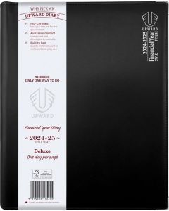 Upward Deluxe Financial Year 2024-2025 A4 Day to Page Diary Black (Min Order Qty 1) ***Available Macrh 2024***