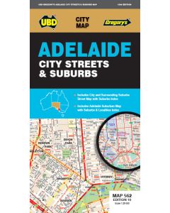 Map Adelaide City Streets & Suburbs #562  10th Edition UBD/Gregory's (Min Order Qty: 2)  
