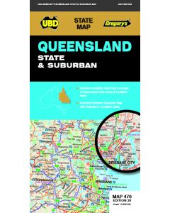 Map Queensland State Map #470 Edition 30 UBD/Gregory's  (Min Order qty: 2)