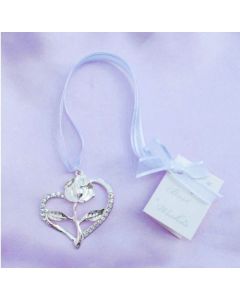 Bridal Charm Rose Heart with Diamantes Silver (Min Order Qty 2)