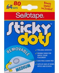Sellotape Sticky Dots Removable Pack of 80 Dots  (Min Ord Qty 12)