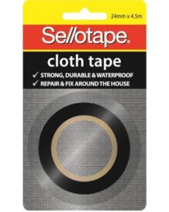 Sellotape Cloth Tape 24mm x 4.5m Black (Min Order Qty 6)