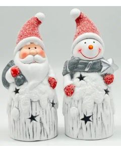 Santa and Snowman LED 15cm 
