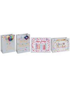 Glitter Gift Bag Birthday Portrait 23x34x10cm (Min Order Qty 5)