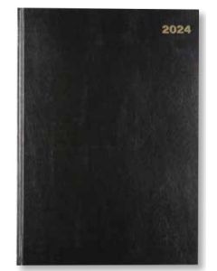 CUMBERLAND -UNBRANDED- 2024 CASEBOUND A5 DAY TO A PAGE DIARY (BLACK) - (MIN ORDER QTY:1) 