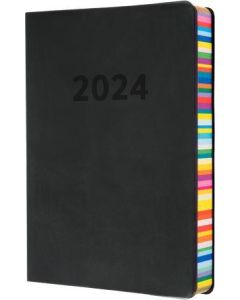 Collins 2024 Calendar Year Diary - Edge Rainbow A5 Day to Page Charcoal (Min Order Qty: 6) 
