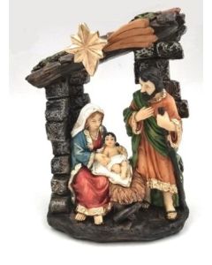 Nativity (polyresin) with Joseph Mary, & Jesus 16x10cm 