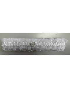 Sheer Ivory Garter with Small Heart (Min Order Qty 2)