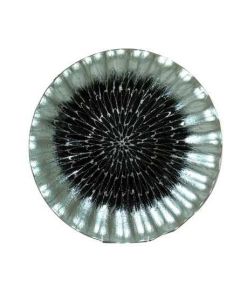 Hand Painted Glass Plate Black & Silver Swirl Approx 29cm Round (Min Order Qty 2)