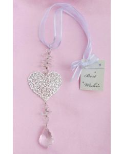 Wedding Keepsake Bridal Charm - Hollow Out Heart Style Silver
