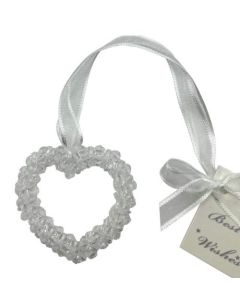 Bridal Clear Beaded Open Heart Charm