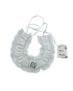 White Layered Lace Horseshoe Bridal Charm with Hollowed Hearts