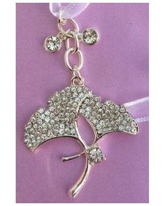 Bridal Charm - Diamante Ginkgo Leaves Silver