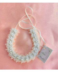 Wedding Horseshoe Bridal Charm with White Lace and Pearl