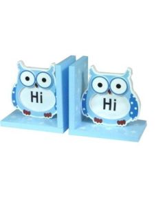 Owl Book Ends Blue and White Set of 2 (Min Order Qty 1)