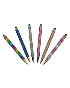 Full Body Rhinestone Crystal Touch Screen 2in1 Pen, Mixed Color Pack of 6 Assorted