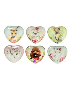 Cute Animals Heart Shaped Magnets Pack of 12