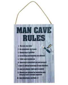 Man Cave Rules Hanging Plaque