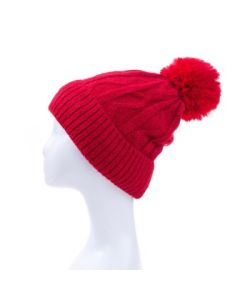 Winter Beanie with Pom Pom Red 