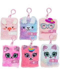 Fluffy Notebook with Bag Clip Assorted