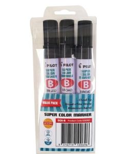Pilot SCA-B Chisel Tip Marker Black Hang-sell Wallet of 3 (Min Order Qty 2)