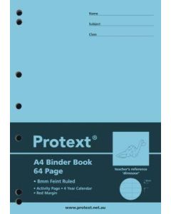 Protext A4 64pg 8mm Ruled Binder Book Assorted (Min Order Qty 5)