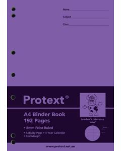 Protext A4 192pg 8mm Ruled Binder Book Assorted Colours (Min Order Qty 5)