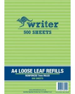 Writer Reinforced Loose Leaf Refills Pack 500 (Min Order Qty 2)