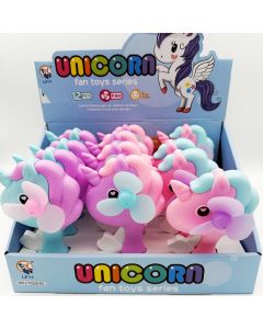 Unicorn Hand Fan 17.5cm CDU of 12