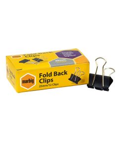 Marbig Fold Back Clip No.2 25mm Box 12 (Min order Qty 2)