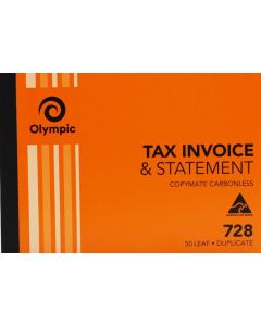 Olympic 728 Carbonless Duplicate Tax Invoice and Statement Book (Min Order Qty: 2)