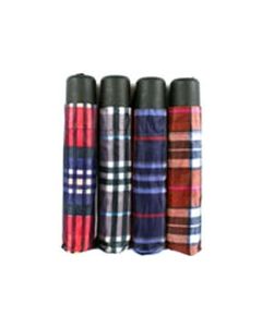 Umbrellas 3 Fold Assorted tartan/checkered Pack of 12 (Min Order Qty 1)